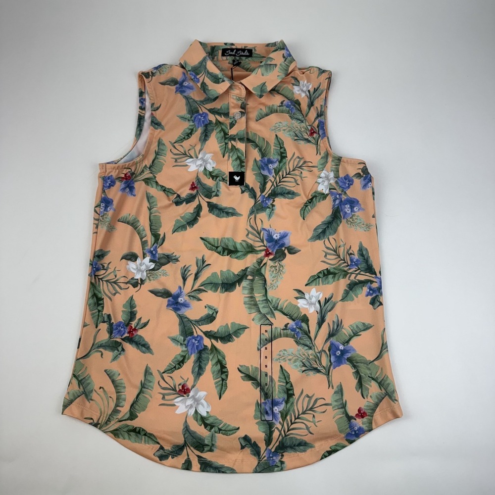 New Womens Bad Birdie Core Sleeveless Flora Fiesta Golf Polo Size Small NWT